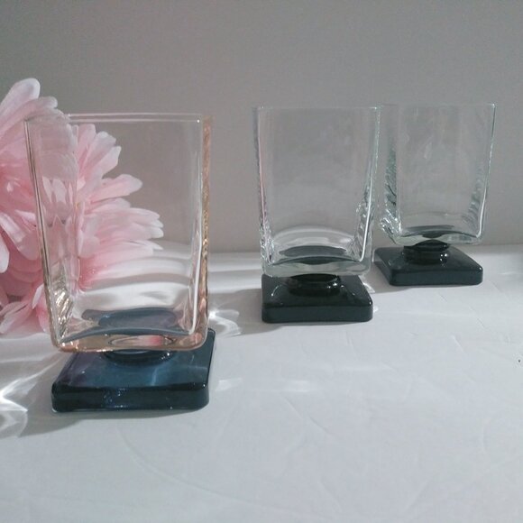 Cristal D'Arques Glasses Pink, Blue, Black Amaretto - Picture 2 of 7